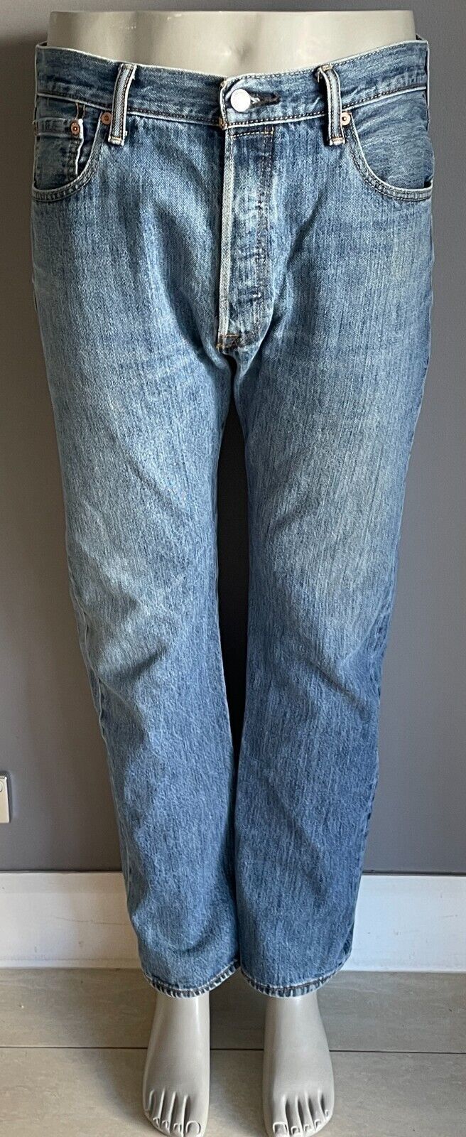 Mens LEVIS 3757 Blue Denim Jeans Straight Leg Button Fly Worn In W35 L32 LEVI"S