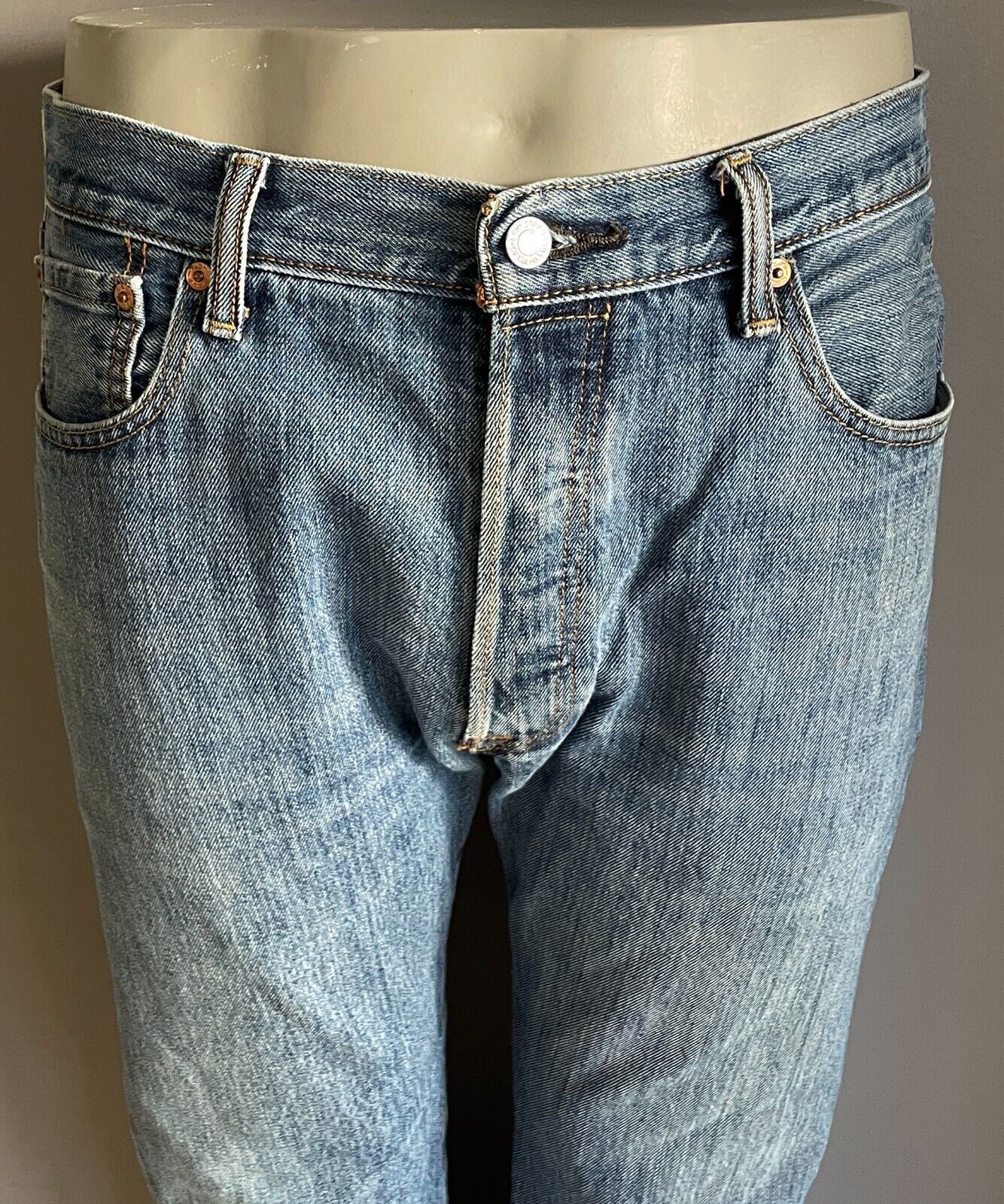 Mens LEVIS 3757 Blue Denim Jeans Straight Leg Button Fly Worn In W35 L32 LEVI"S