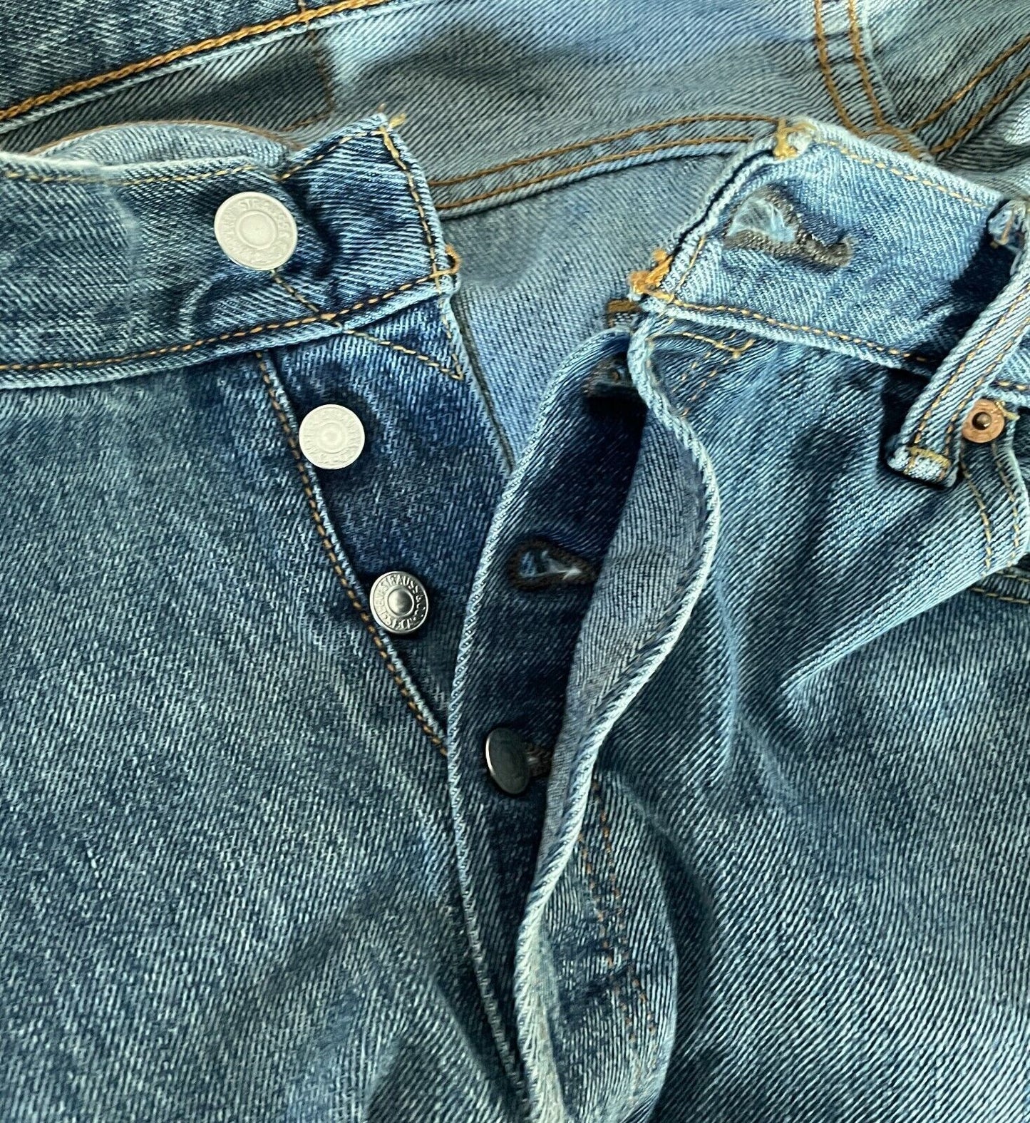 Mens LEVIS 3757 Blue Denim Jeans Straight Leg Button Fly Worn In W35 L32 LEVI"S