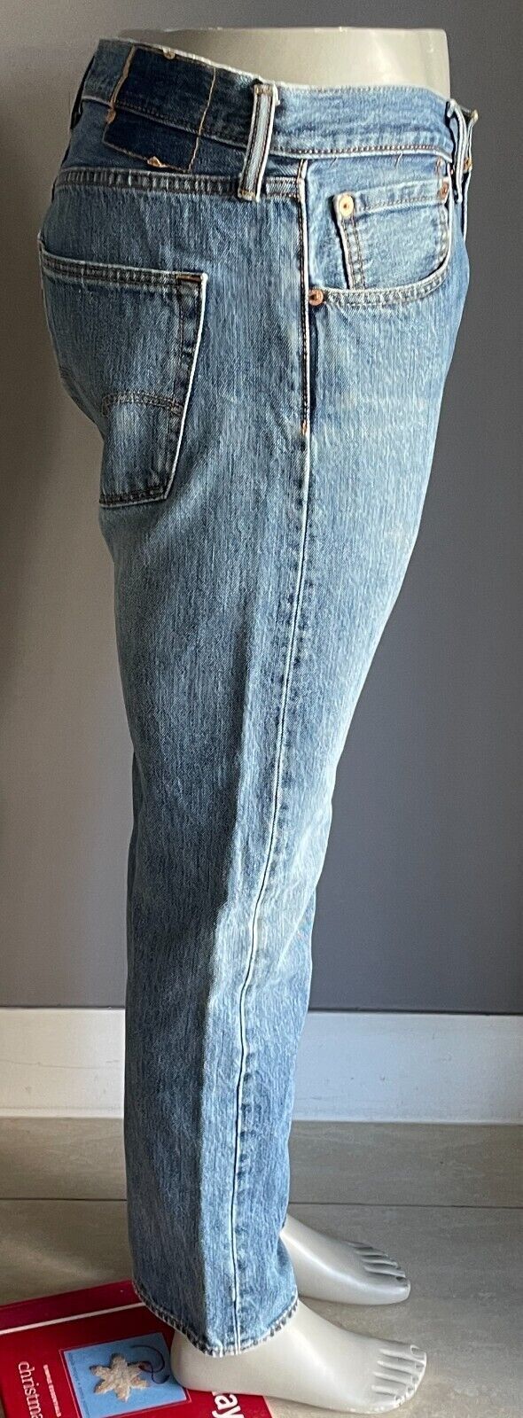 Mens LEVIS 3757 Blue Denim Jeans Straight Leg Button Fly Worn In W35 L32 LEVI"S