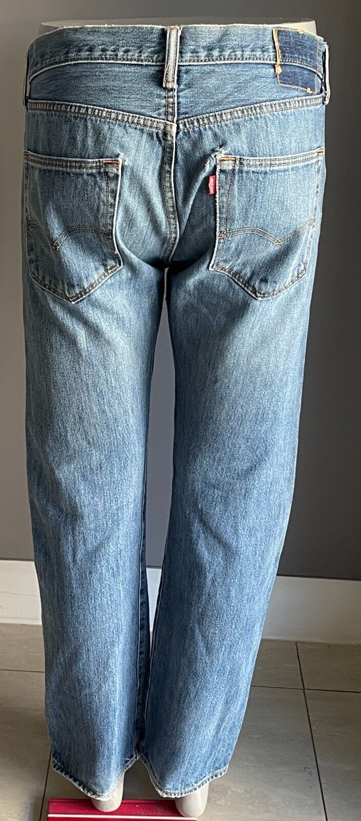 Mens LEVIS 3757 Blue Denim Jeans Straight Leg Button Fly Worn In W35 L32 LEVI"S