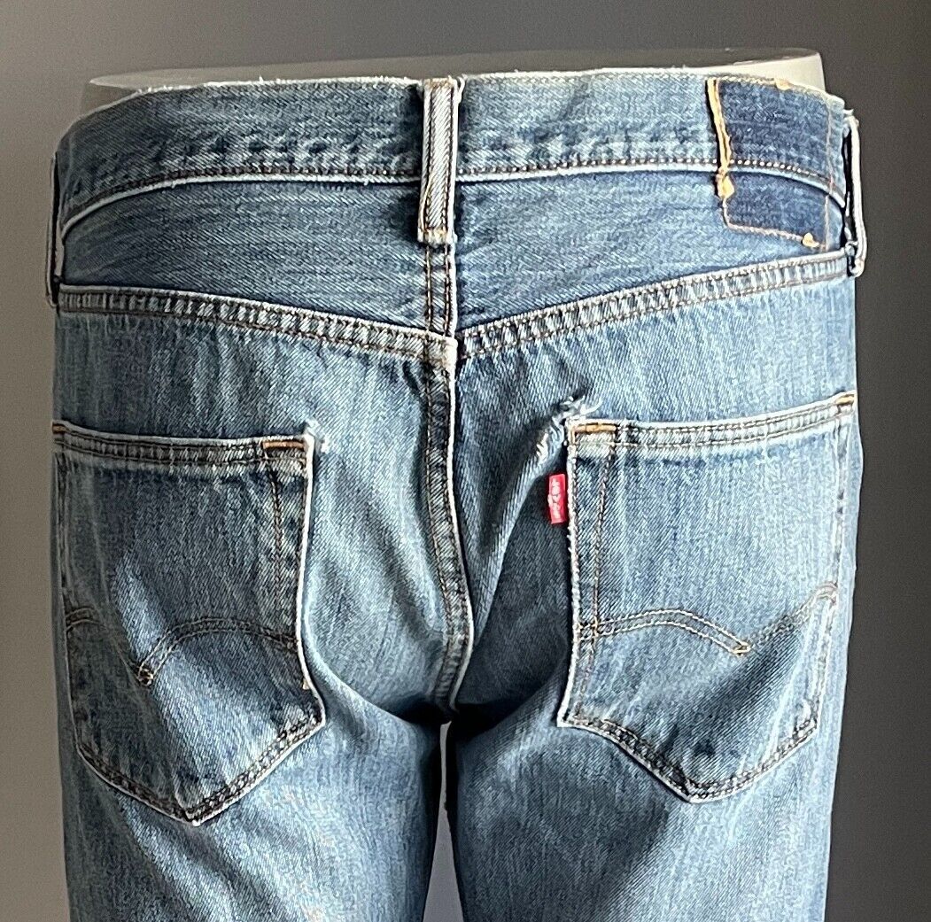 Mens LEVIS 3757 Blue Denim Jeans Straight Leg Button Fly Worn In W35 L32 LEVI"S