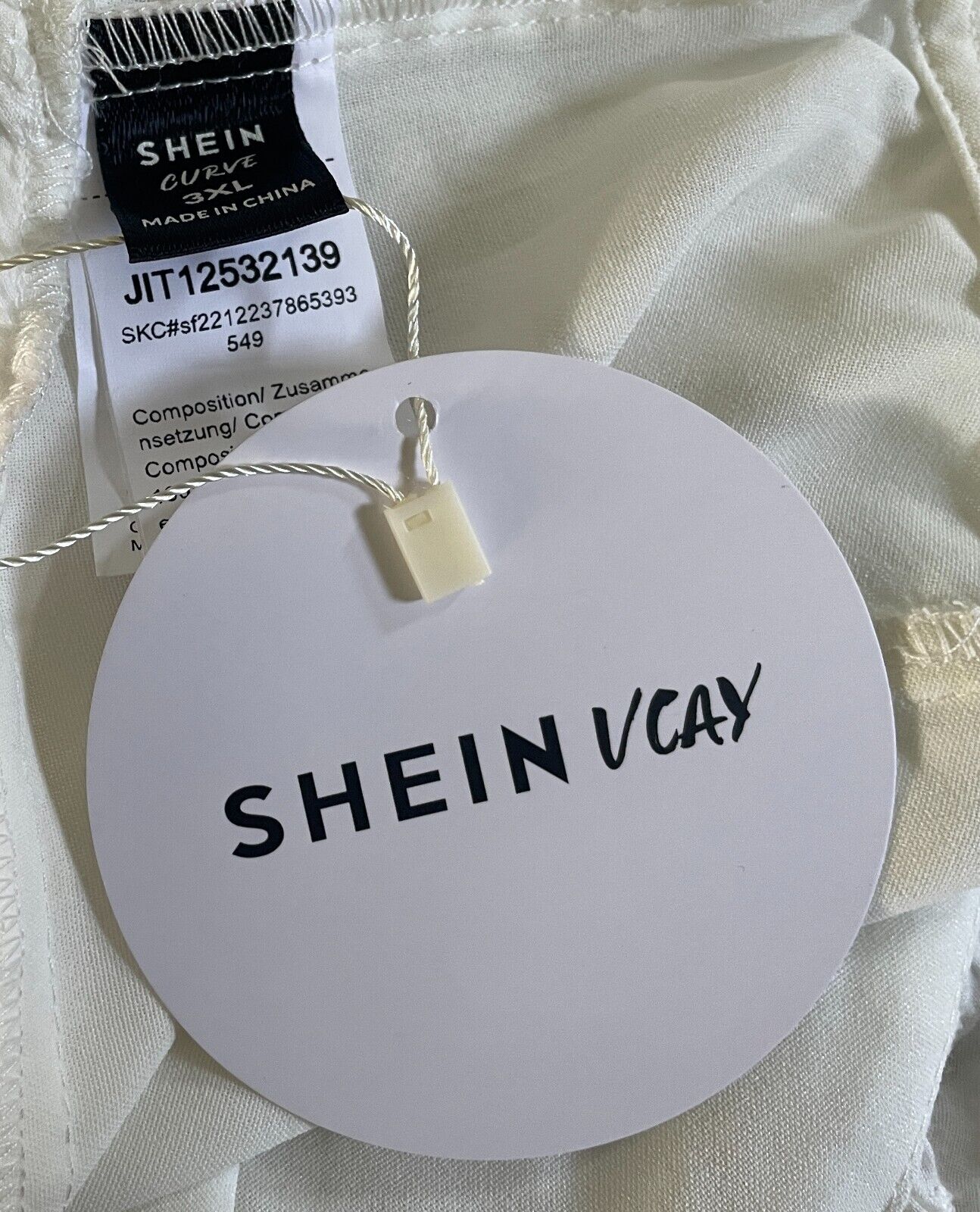 SHEIN VCAY White Crop Top Embroidery Ruffle Trim Sleeveless Size 3XL 22 NEW