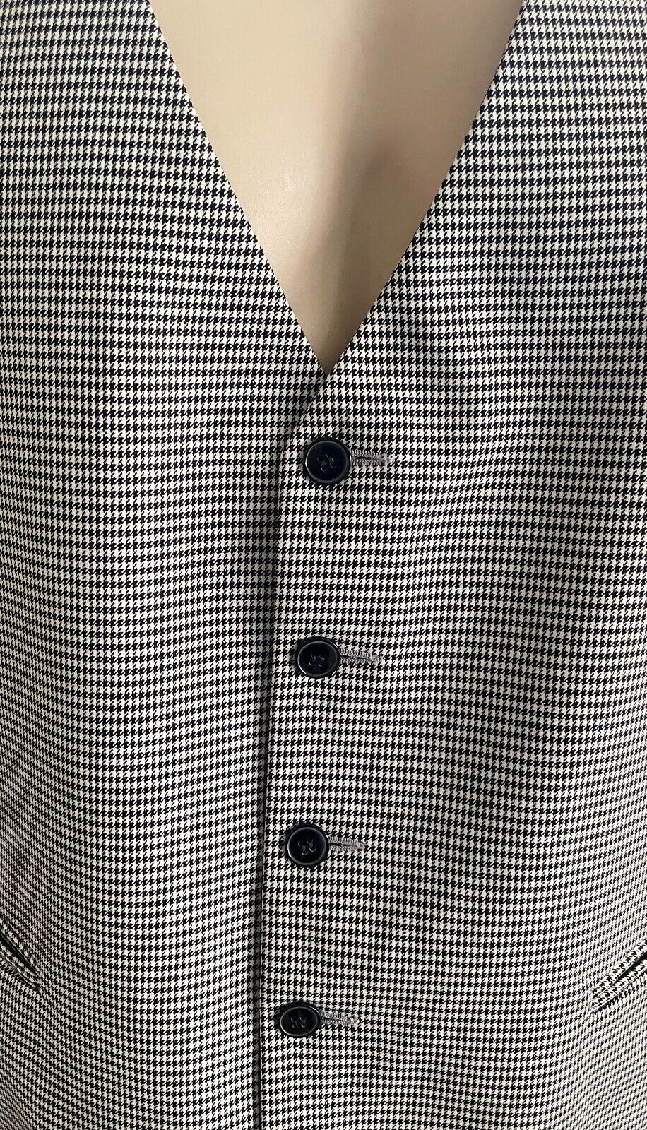 Mens Waistcoat TONY MACRI Vest Tailored Black White Houndstooth Fit Chest 118cm