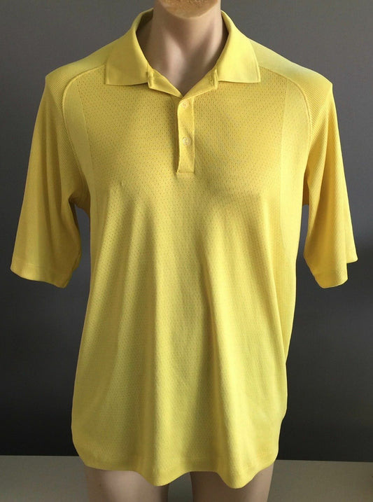 Polo Shirt NIKE Yellow Fit Dry Golf Short Sleeve Button Up Mens Size L Sport Top