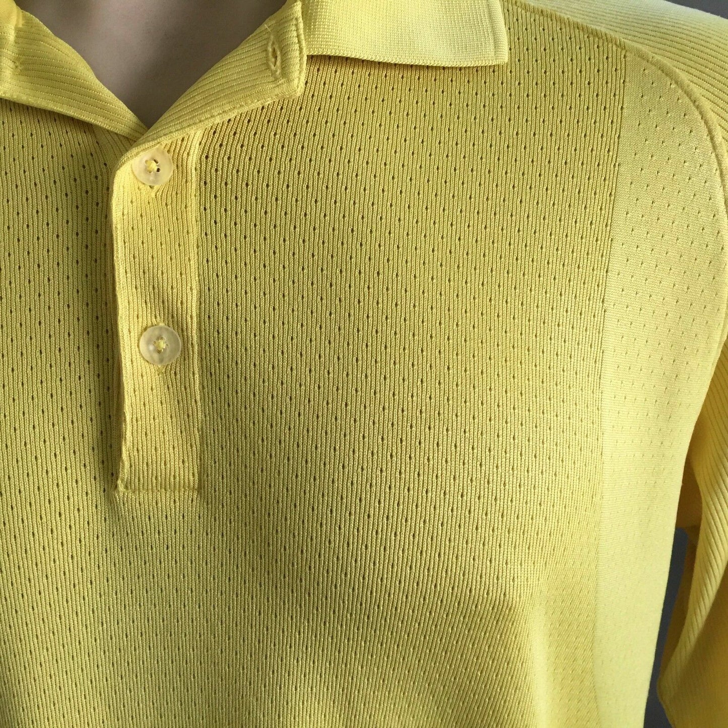 Polo Shirt NIKE Yellow Fit Dry Golf Short Sleeve Button Up Mens Size L Sport Top