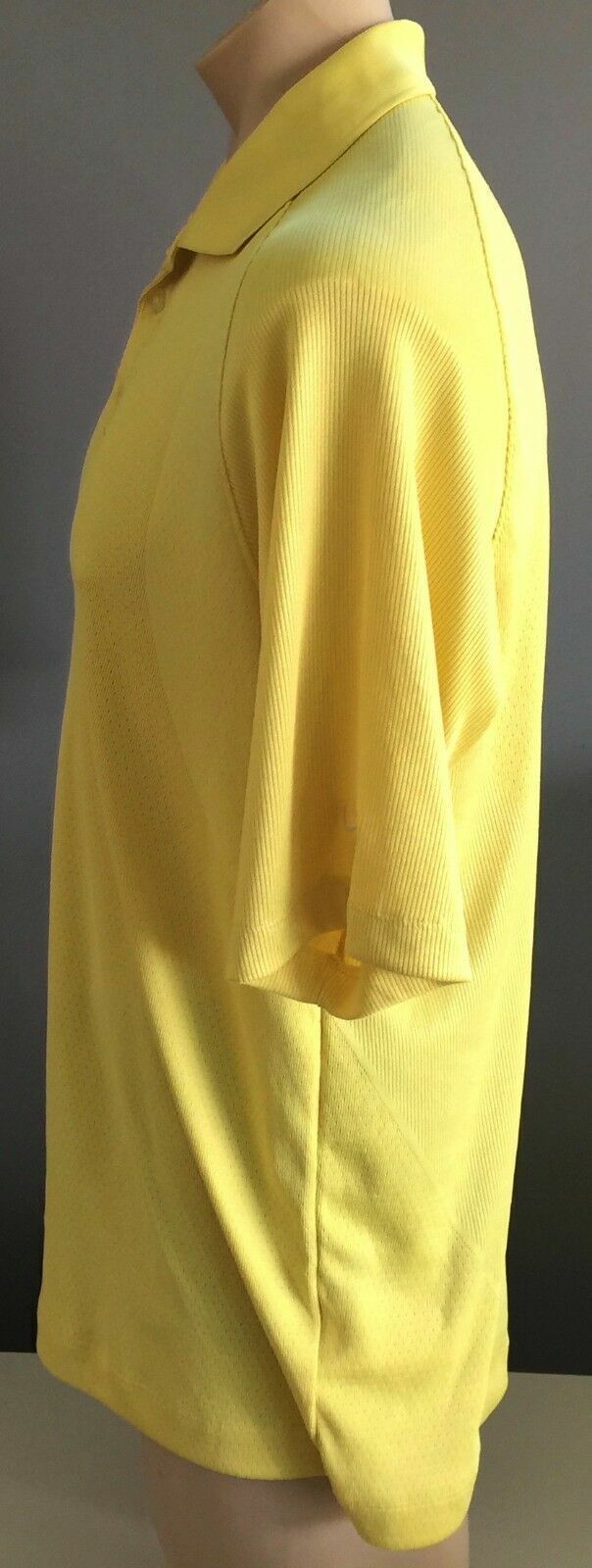 Polo Shirt NIKE Yellow Fit Dry Golf Short Sleeve Button Up Mens Size L Sport Top