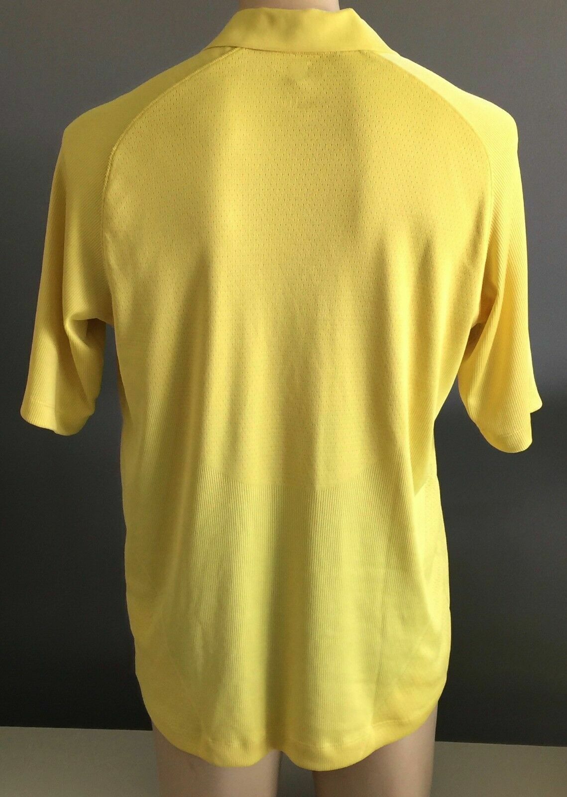 Polo Shirt NIKE Yellow Fit Dry Golf Short Sleeve Button Up Mens Size L Sport Top