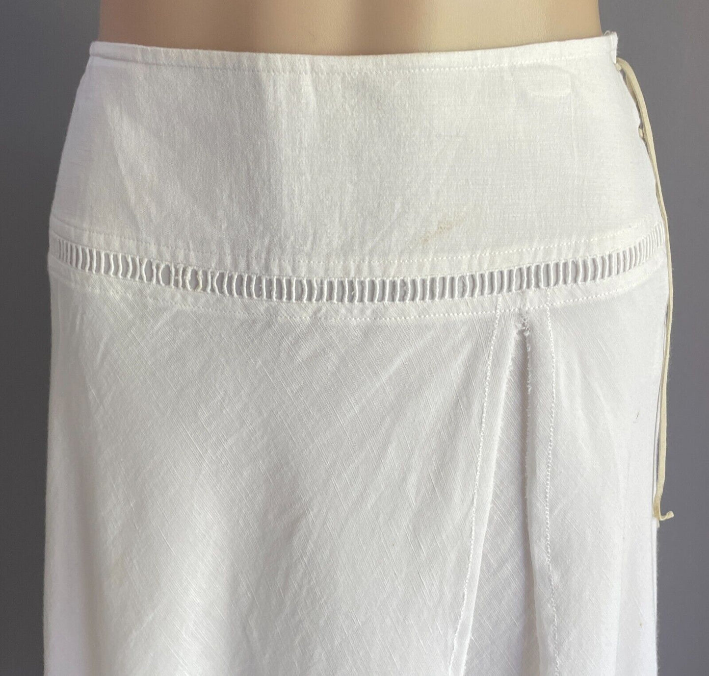 COUNTRY ROAD Skirt A-Line Linen Blend Midi Size 12 Lace Up Side Vintage