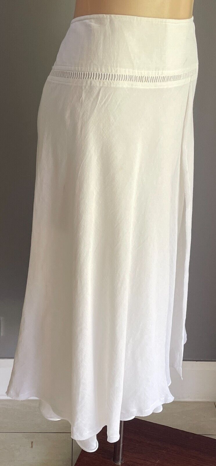 COUNTRY ROAD Skirt A-Line Linen Blend Midi Size 12 Lace Up Side Vintage
