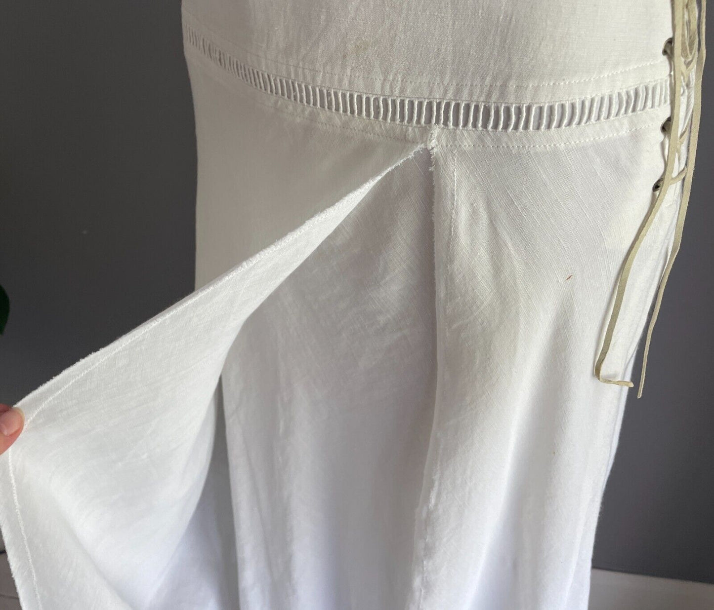 COUNTRY ROAD Skirt A-Line Linen Blend Midi Size 12 Lace Up Side Vintage