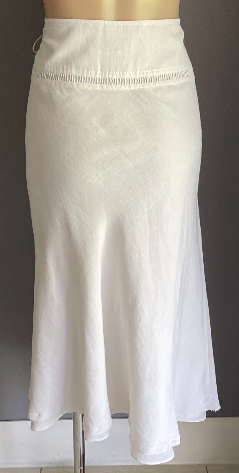 COUNTRY ROAD Skirt A-Line Linen Blend Midi Size 12 Lace Up Side Vintage