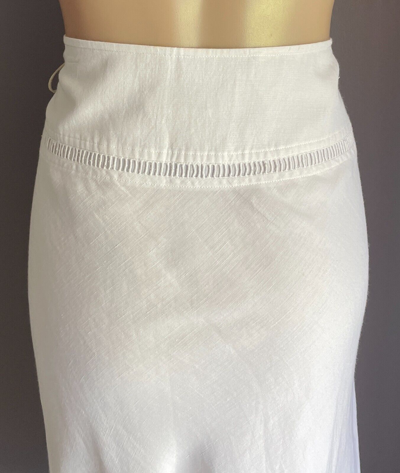 COUNTRY ROAD Skirt A-Line Linen Blend Midi Size 12 Lace Up Side Vintage