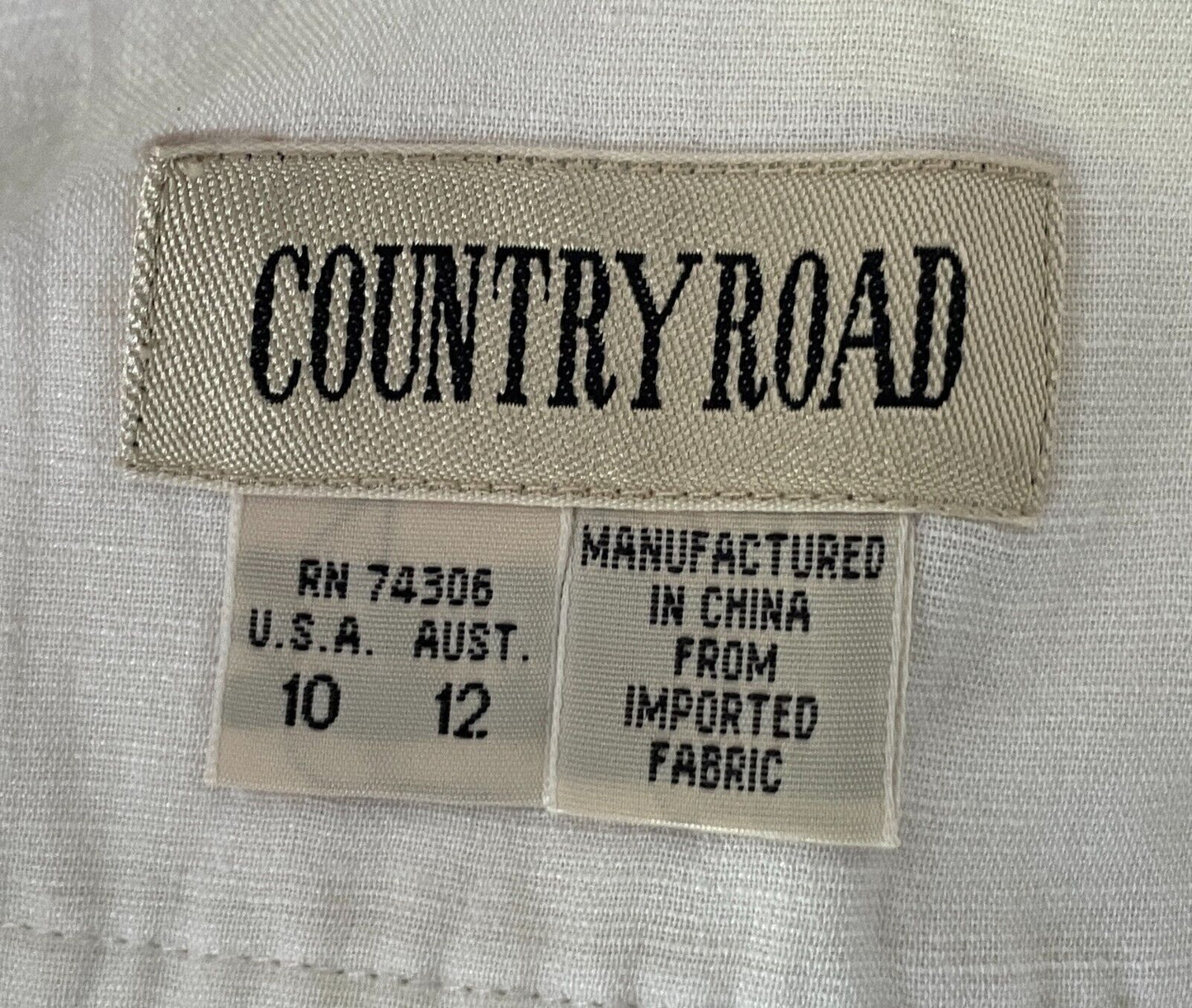 COUNTRY ROAD Skirt A-Line Linen Blend Midi Size 12 Lace Up Side Vintage