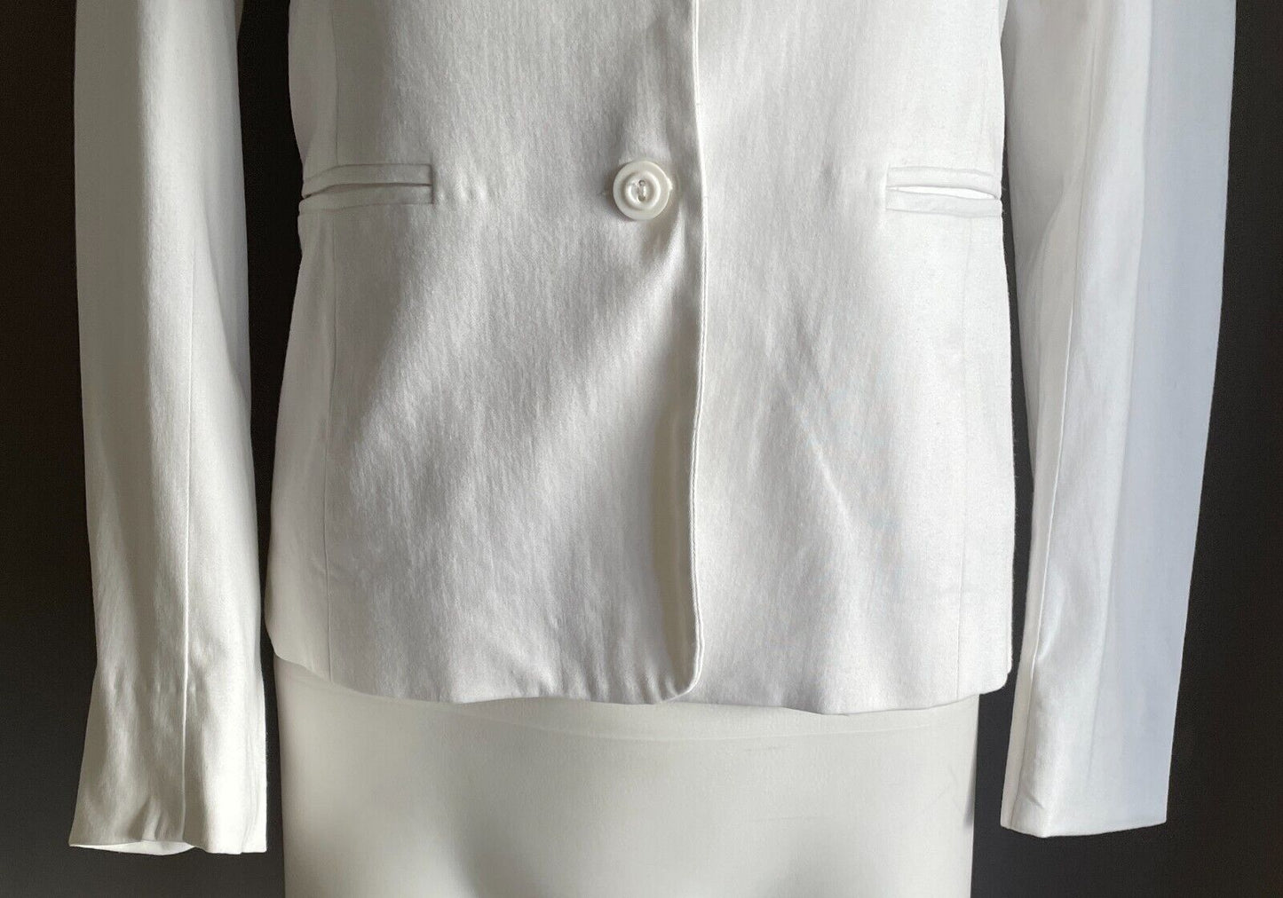 BAROMETER Jacket White Long Sleeve Single Breasted Stretch Blazer  Size 8