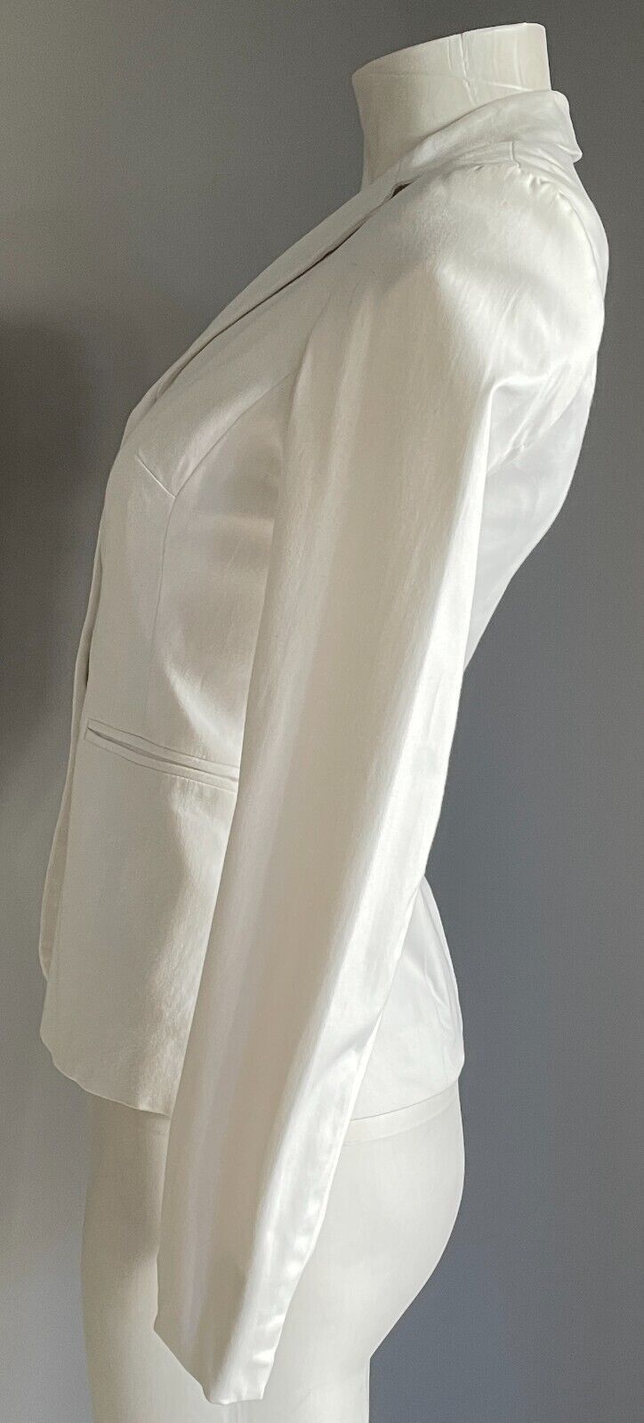 BAROMETER Jacket White Long Sleeve Single Breasted Stretch Blazer  Size 8