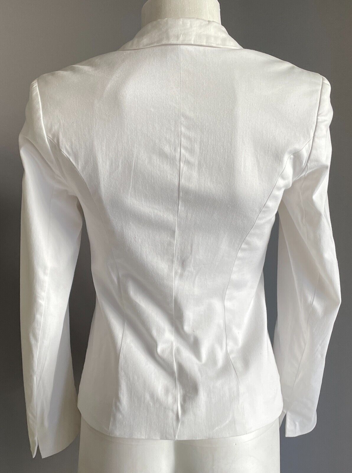 BAROMETER Jacket White Long Sleeve Single Breasted Stretch Blazer  Size 8