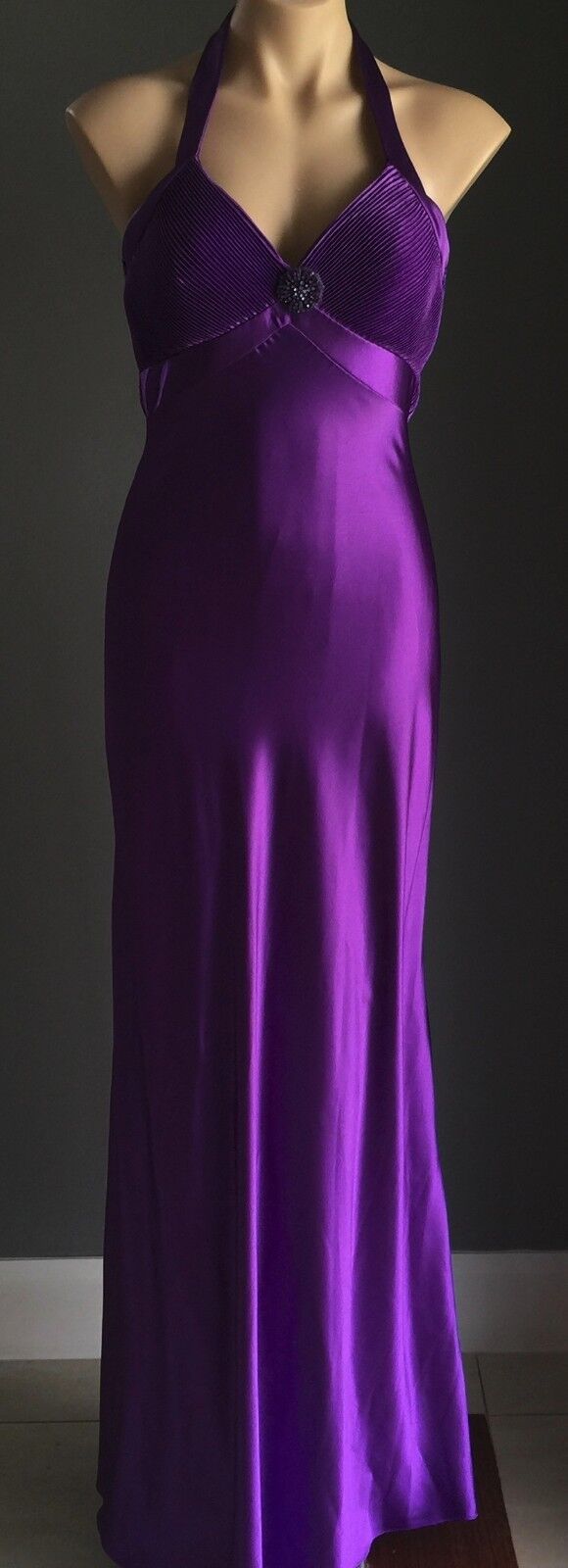 ANGELINE Maxi Dress Gown Purple Halter Neck Evening Long Size 8 10 Beautiful NEW