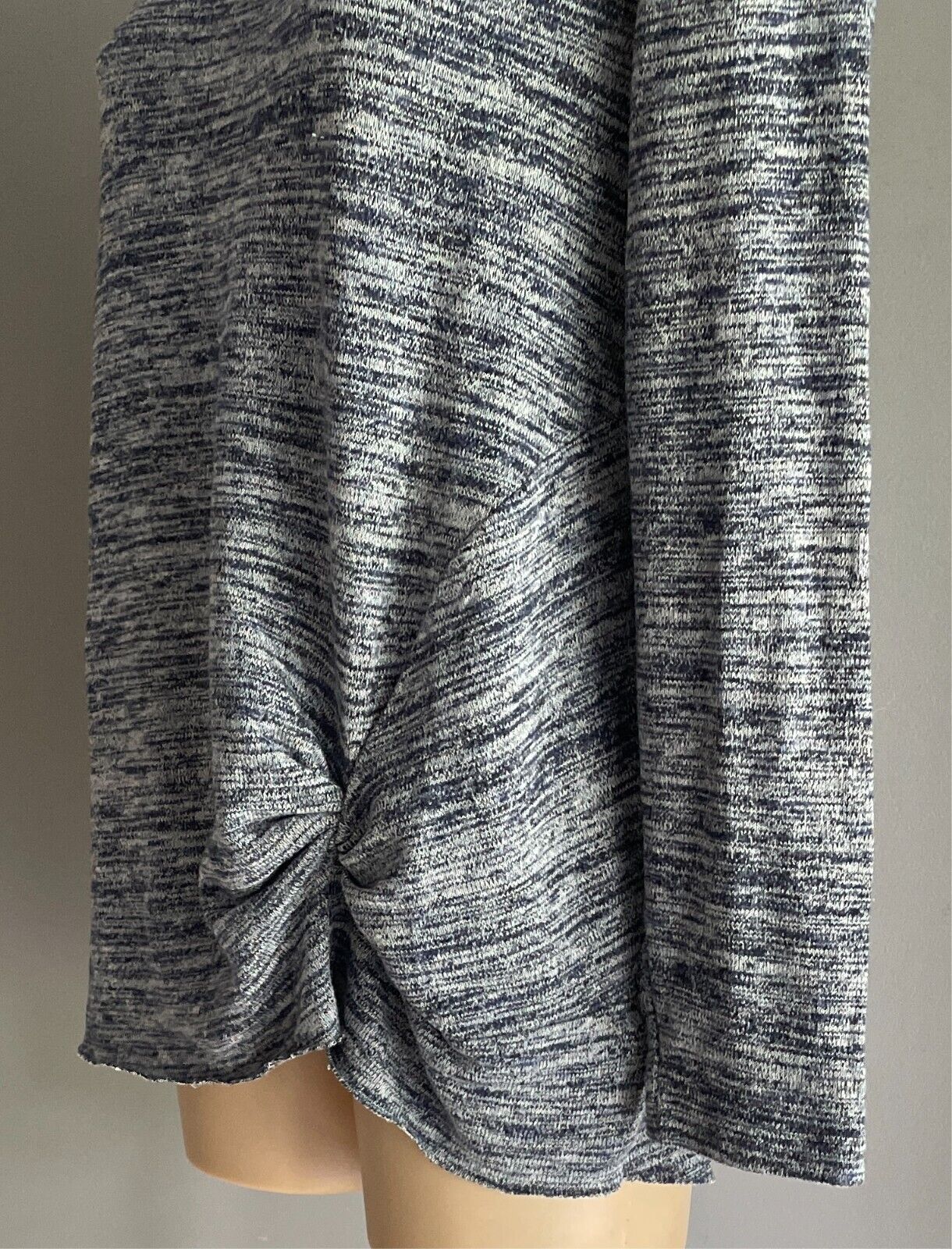 FOXWOOD Long Sleeve Top Navy & Grey Marl Size 10 Knot Front Stretch Knit Fabric