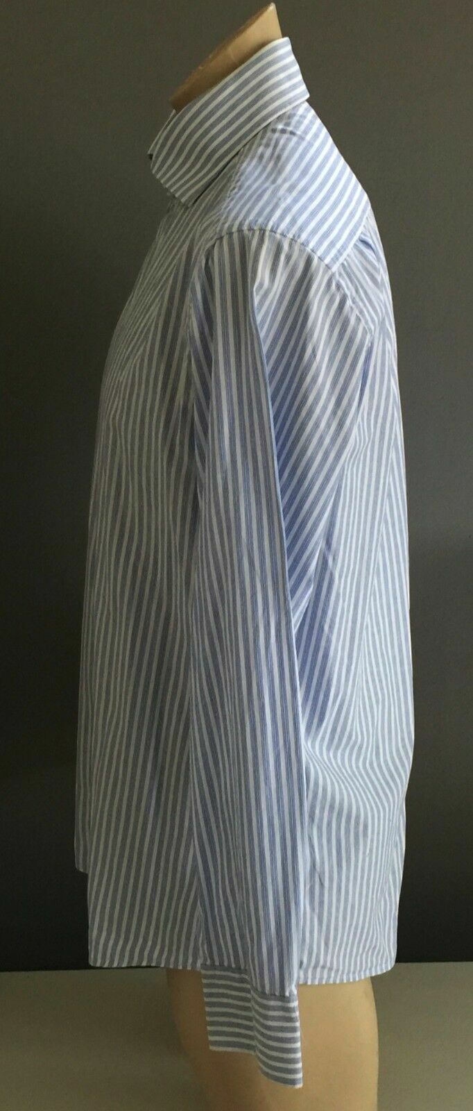 OXFORD Shirt Long Sleeve Blue & White Stripe Slim Fit Mens Size XL
