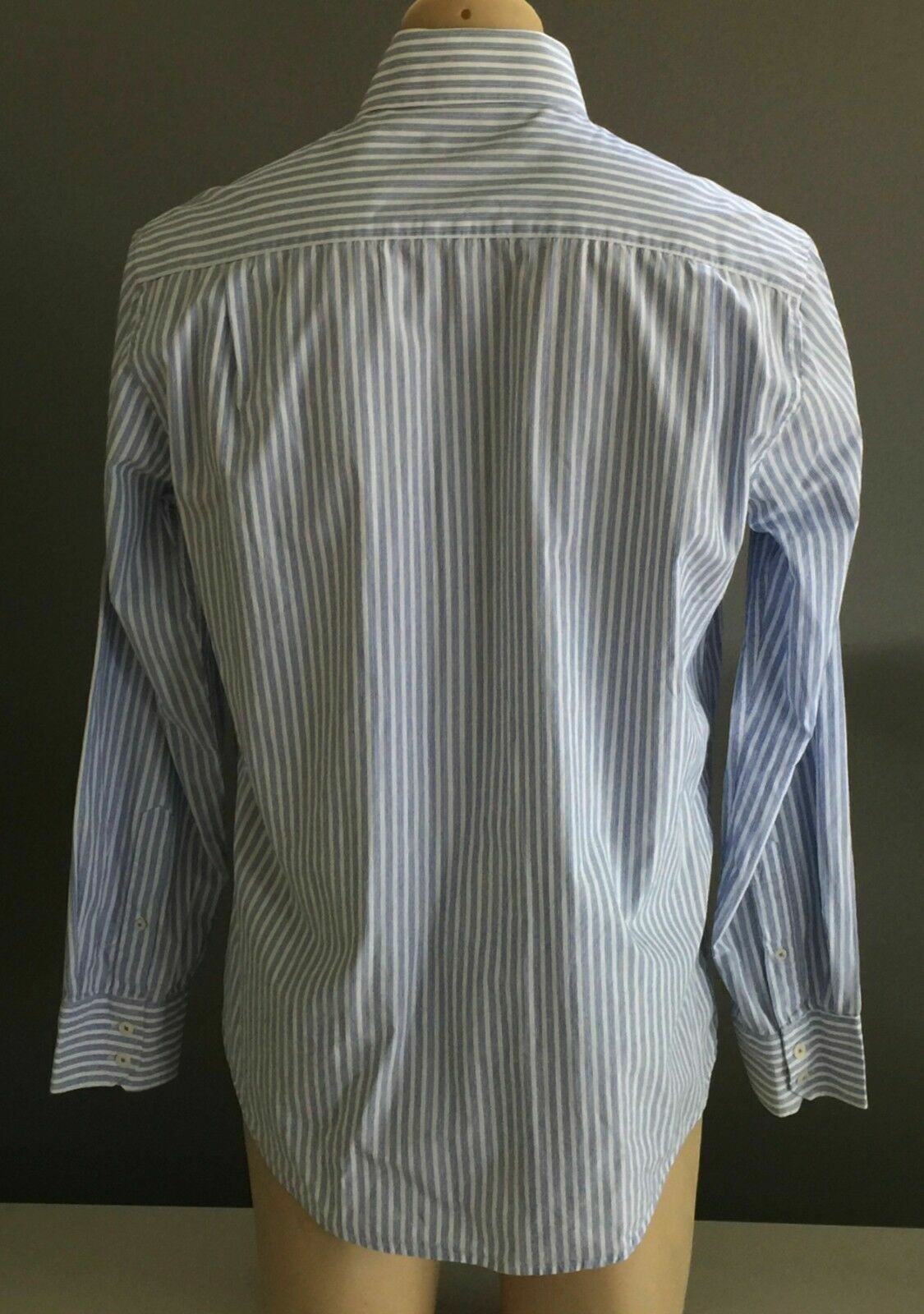 OXFORD Shirt Long Sleeve Blue & White Stripe Slim Fit Mens Size XL