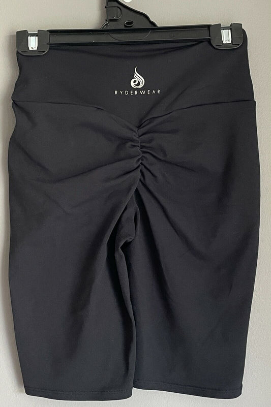 RYDERWEAR Leggings Scrunch Bum Black Stretch Bike Shorts Sz S Gym Run Activewear