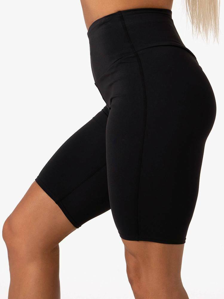 RYDERWEAR Leggings Scrunch Bum Black Stretch Bike Shorts Sz S Gym Run Activewear