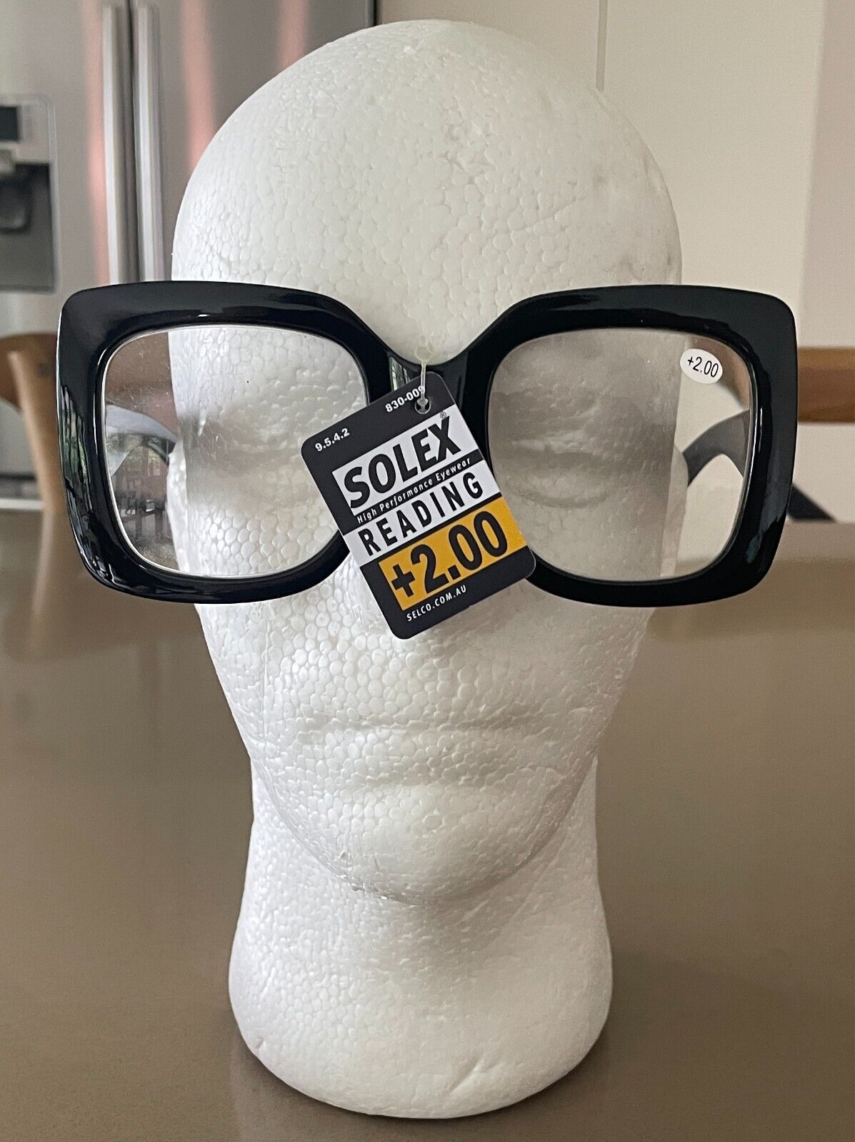 SOLEX Ready Made Readers Oversized Square Black Frame +2.00 Unisex Adults - NWT!