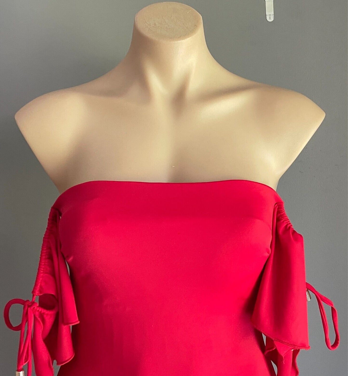 OCHIE Olivia Red OnePiece Swimsuit Size M 12 Tie Sleeve Criss Cross Lace Up NWT