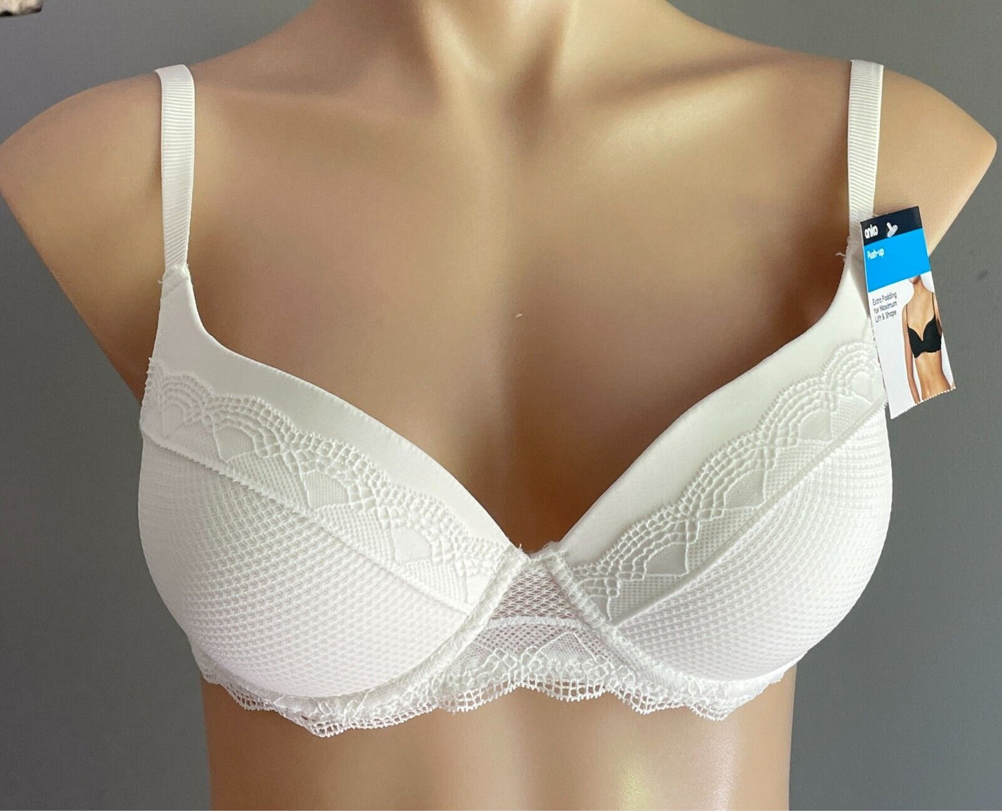 ANKO Off White Push Up Bra Size 12B Extra Padding Underwire Adjustable Straps