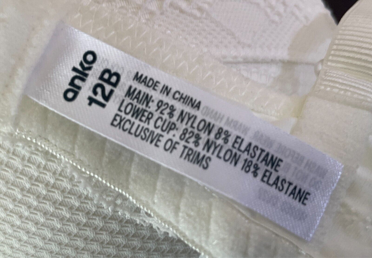 ANKO Off White Push Up Bra Size 12B Extra Padding Underwire Adjustable Straps