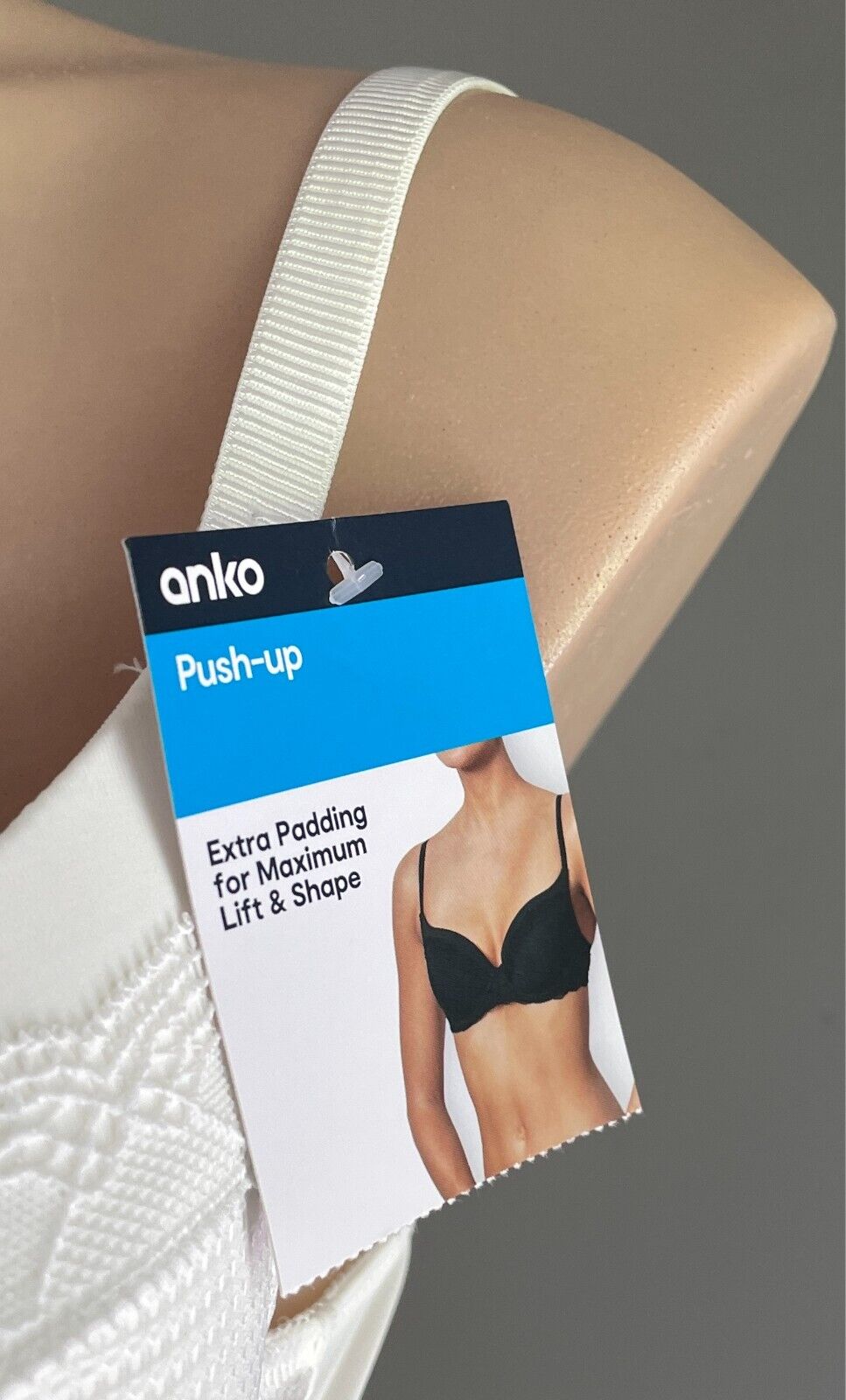 ANKO Off White Push Up Bra Size 12B Extra Padding Underwire Adjustable Straps