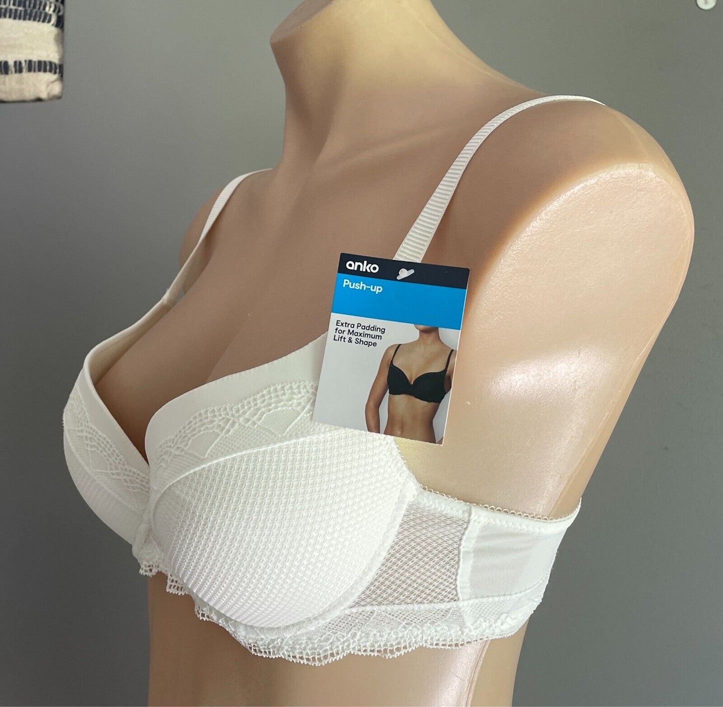 ANKO Off White Push Up Bra Size 12B Extra Padding Underwire Adjustable Straps