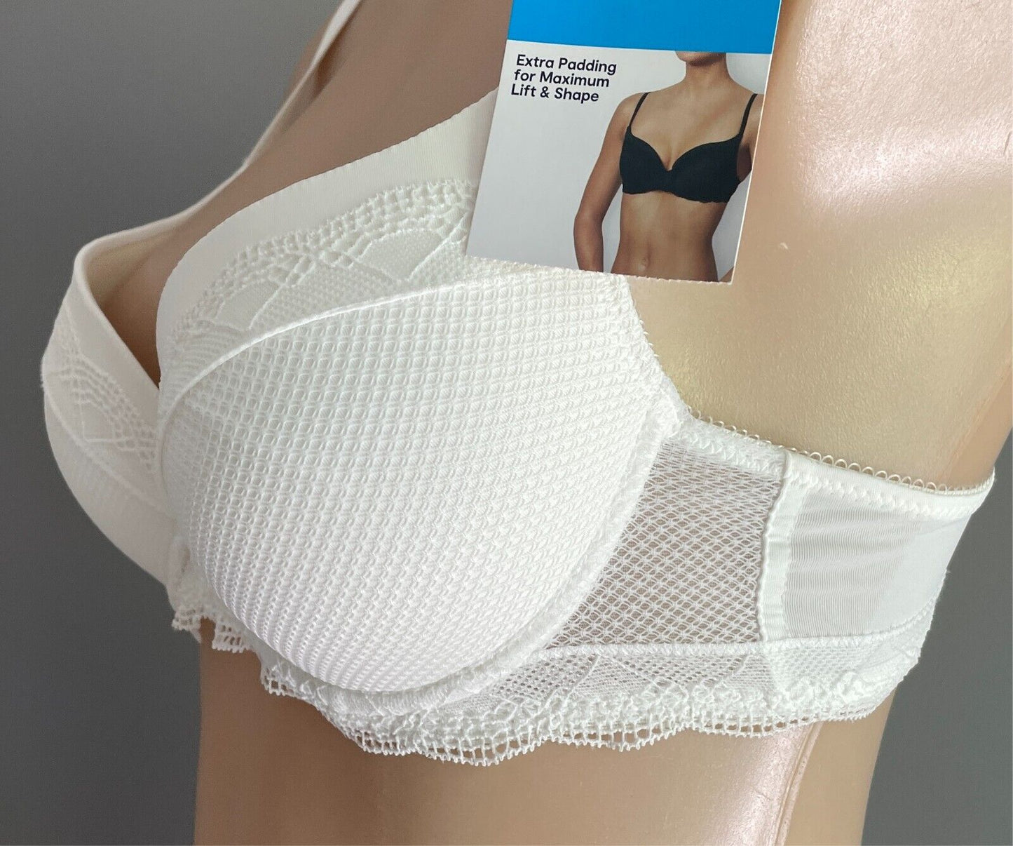 ANKO Off White Push Up Bra Size 12B Extra Padding Underwire Adjustable Straps