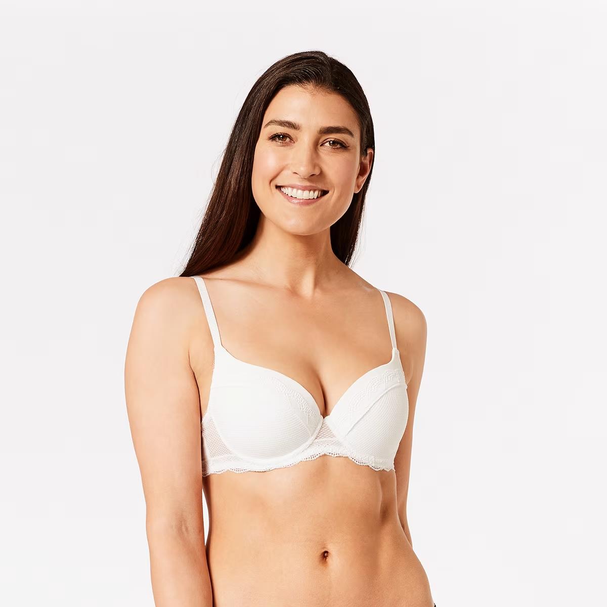 ANKO Off White Push Up Bra Size 14D Extra Padding Underwire Adjustable Straps
