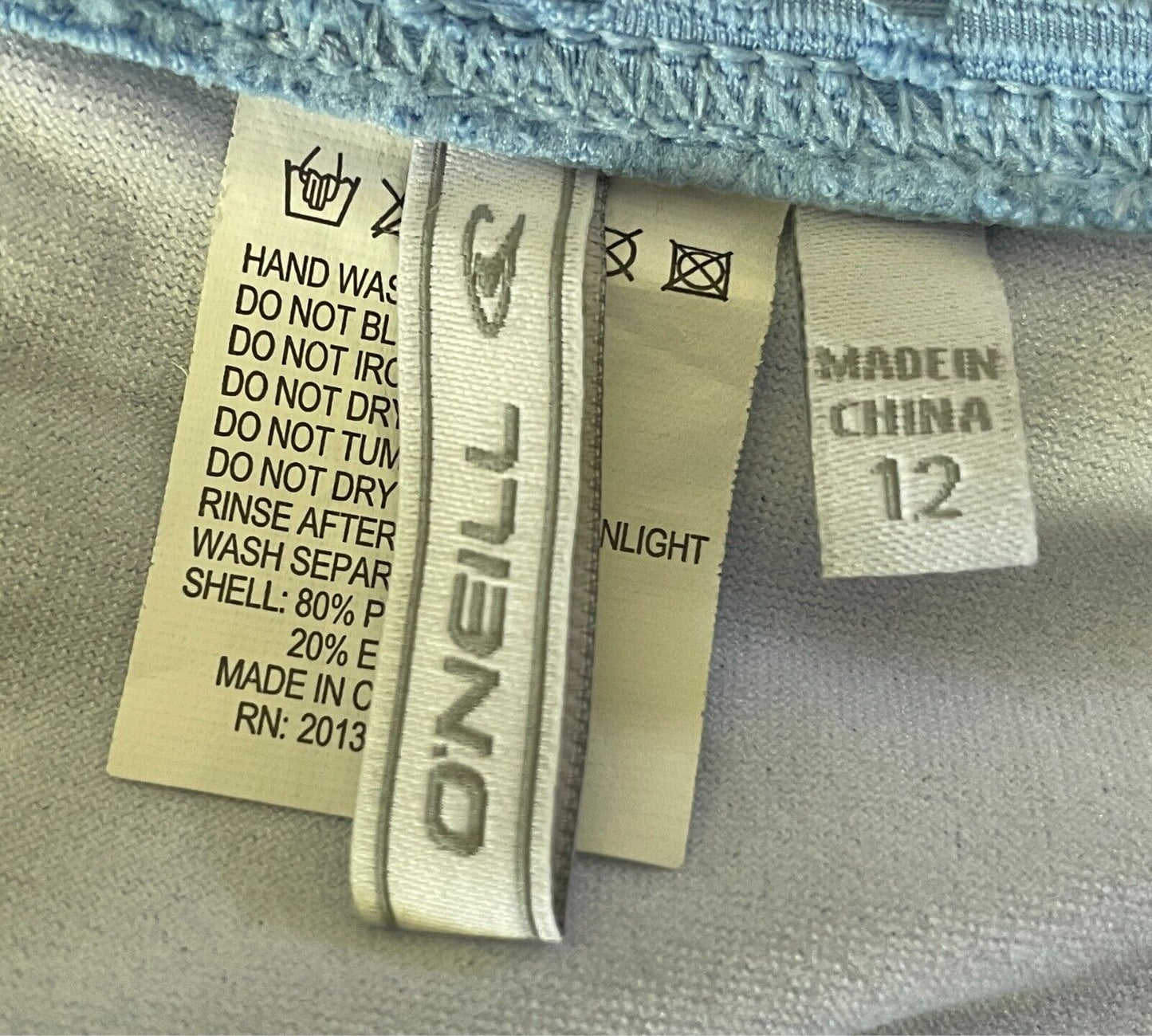 O"NEILL Light Blue Lace Bikini Bottoms ONLY Size 12 Hipster Style ONEILL