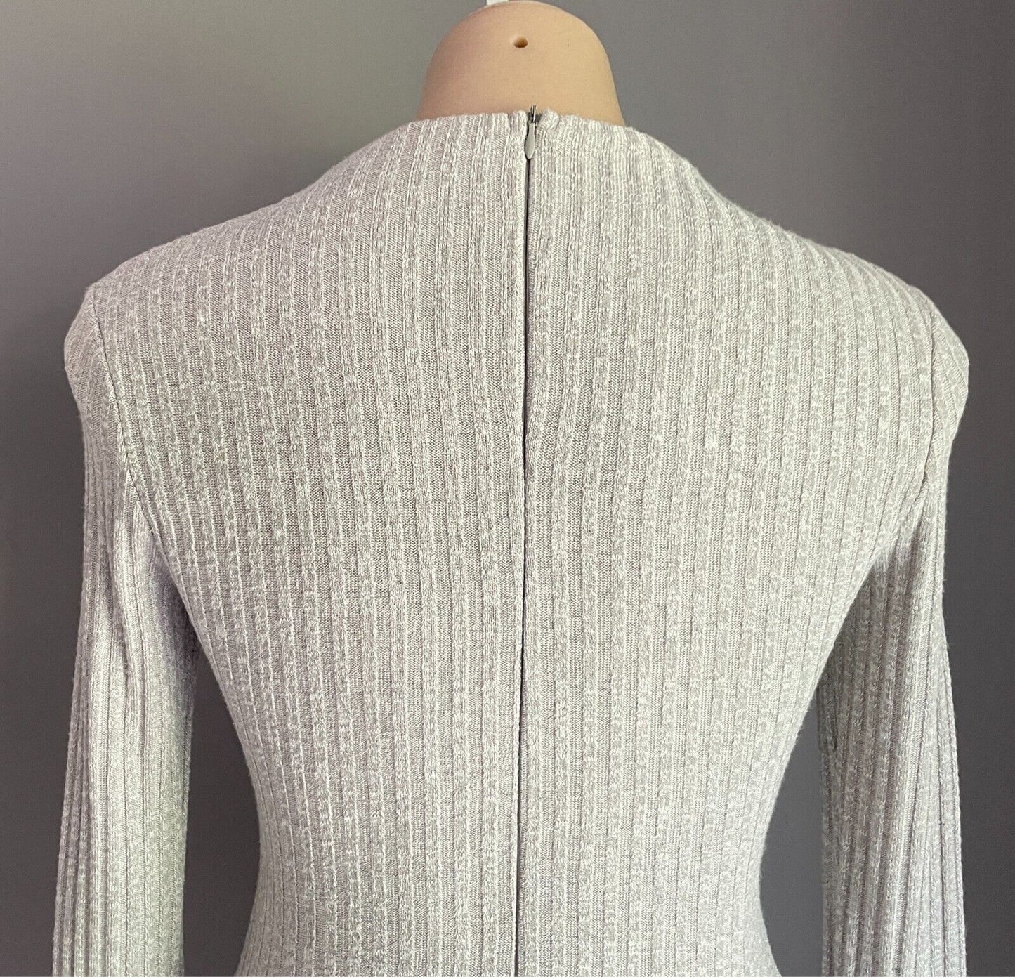 WHOIAM Bodysuit GreySize 10 Long Sleeve Criss Cross V-Neck Rib Stretch Fabric
