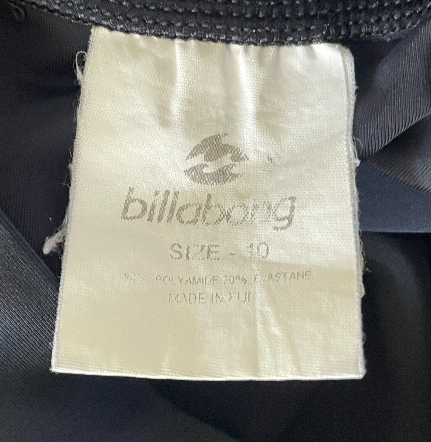 BILLABONG Rash Vest Size 10 Black With Silver Tropical Logo Print Short Sleeves