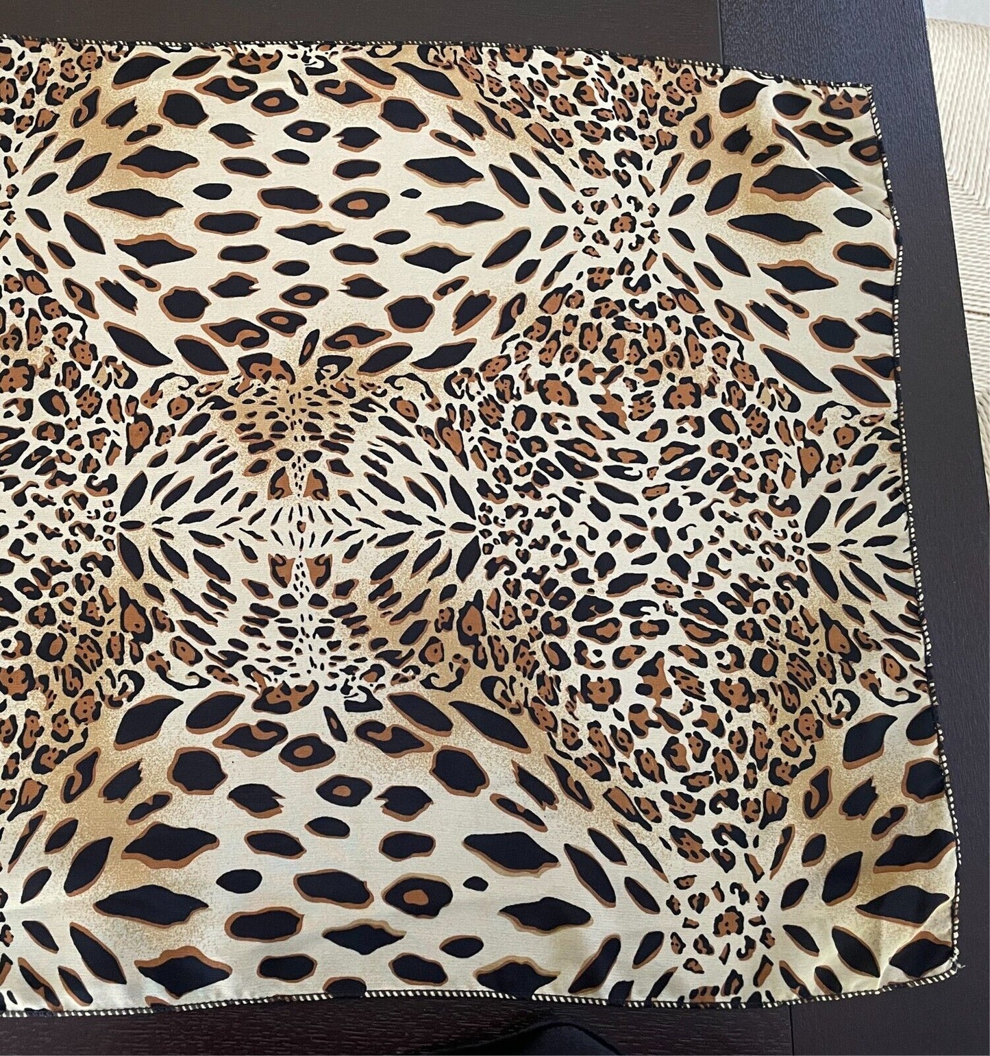 Animal Print Lightweight Rectangle Scarf 45cm x 164cm Beige Brown Black Handmade