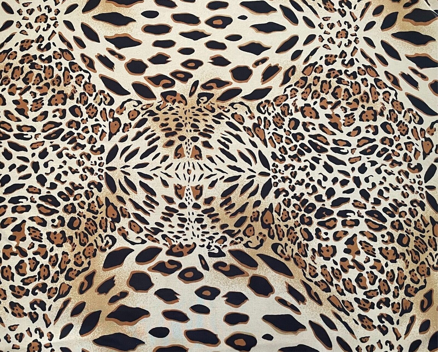Animal Print Lightweight Rectangle Scarf 45cm x 164cm Beige Brown Black Handmade