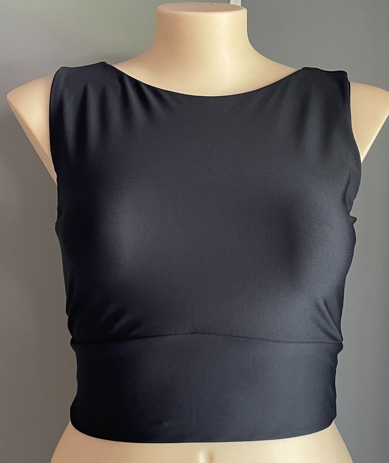 EXOTICA Black Crop Top Reversible Comfortable Stretch Fabric Size XXL 16