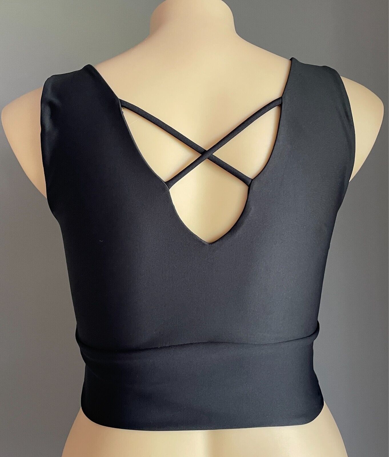 EXOTICA Black Crop Top Reversible Comfortable Stretch Fabric Size XXL 16
