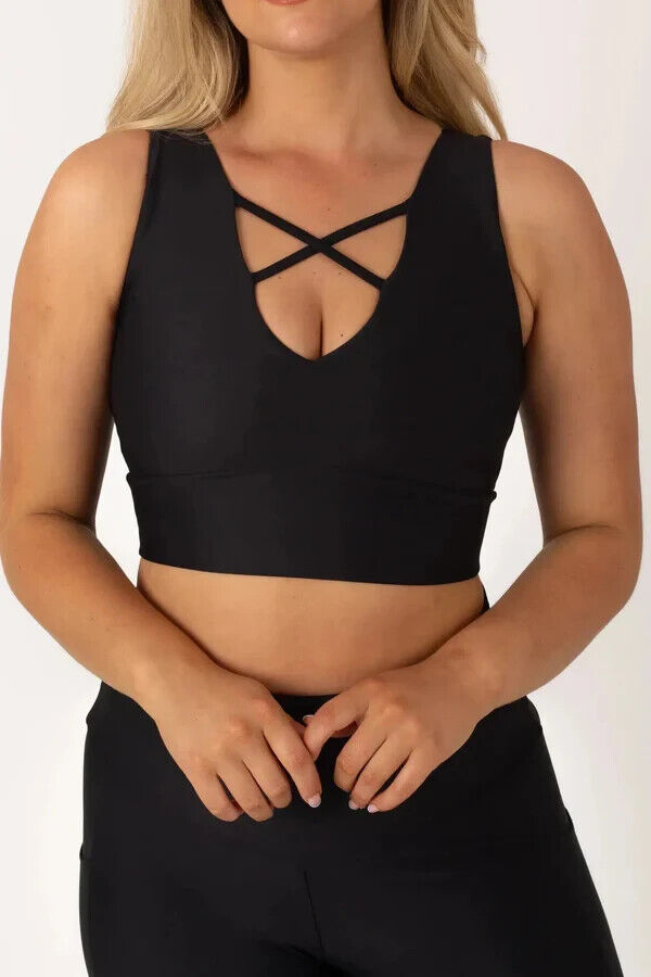 EXOTICA Black Crop Top Reversible Comfortable Stretch Fabric Size XXL 16