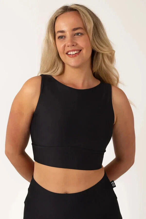 EXOTICA Black Crop Top Reversible Comfortable Stretch Fabric Size XXL 16