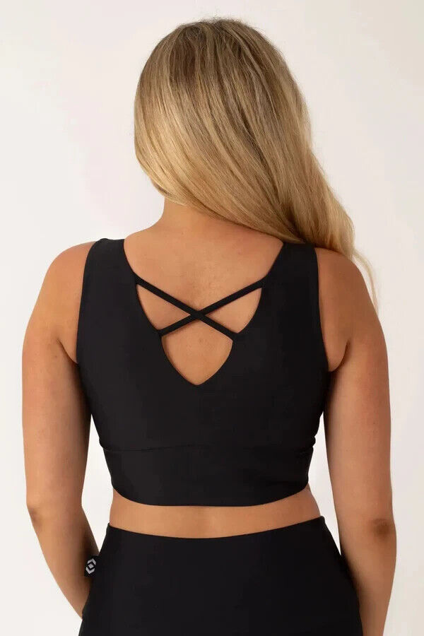 EXOTICA Black Crop Top Reversible Comfortable Stretch Fabric Size XXL 16