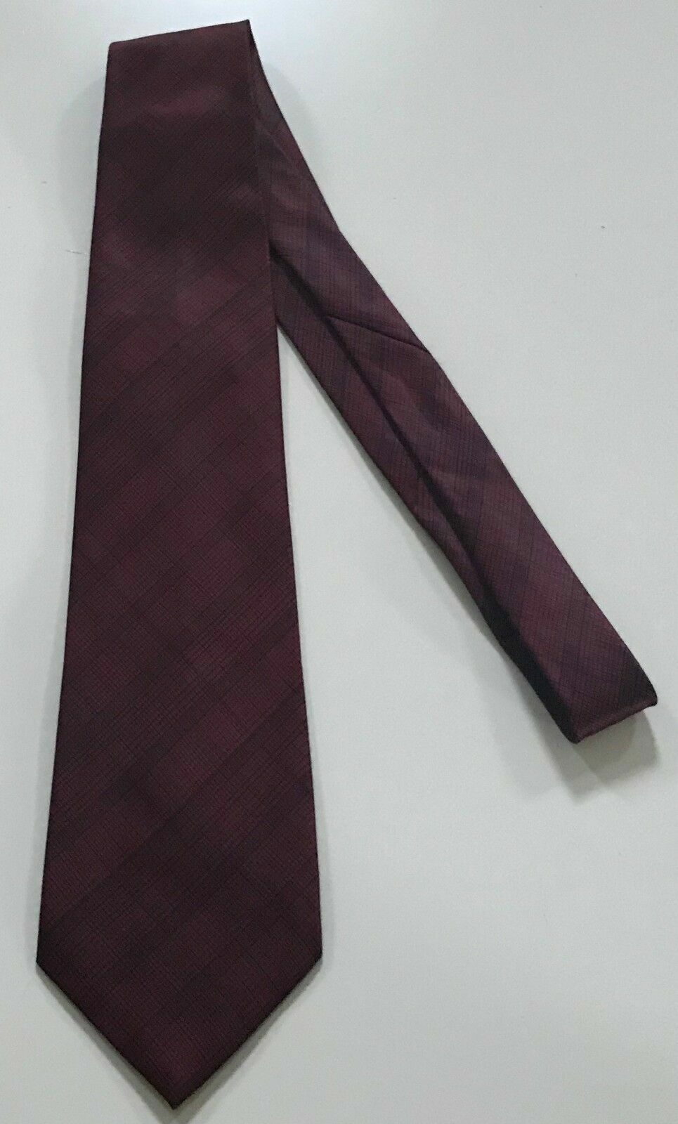 RENE CHAGALL Mens Retro Burgundy & Black Print Handmade Tie - Standard Width