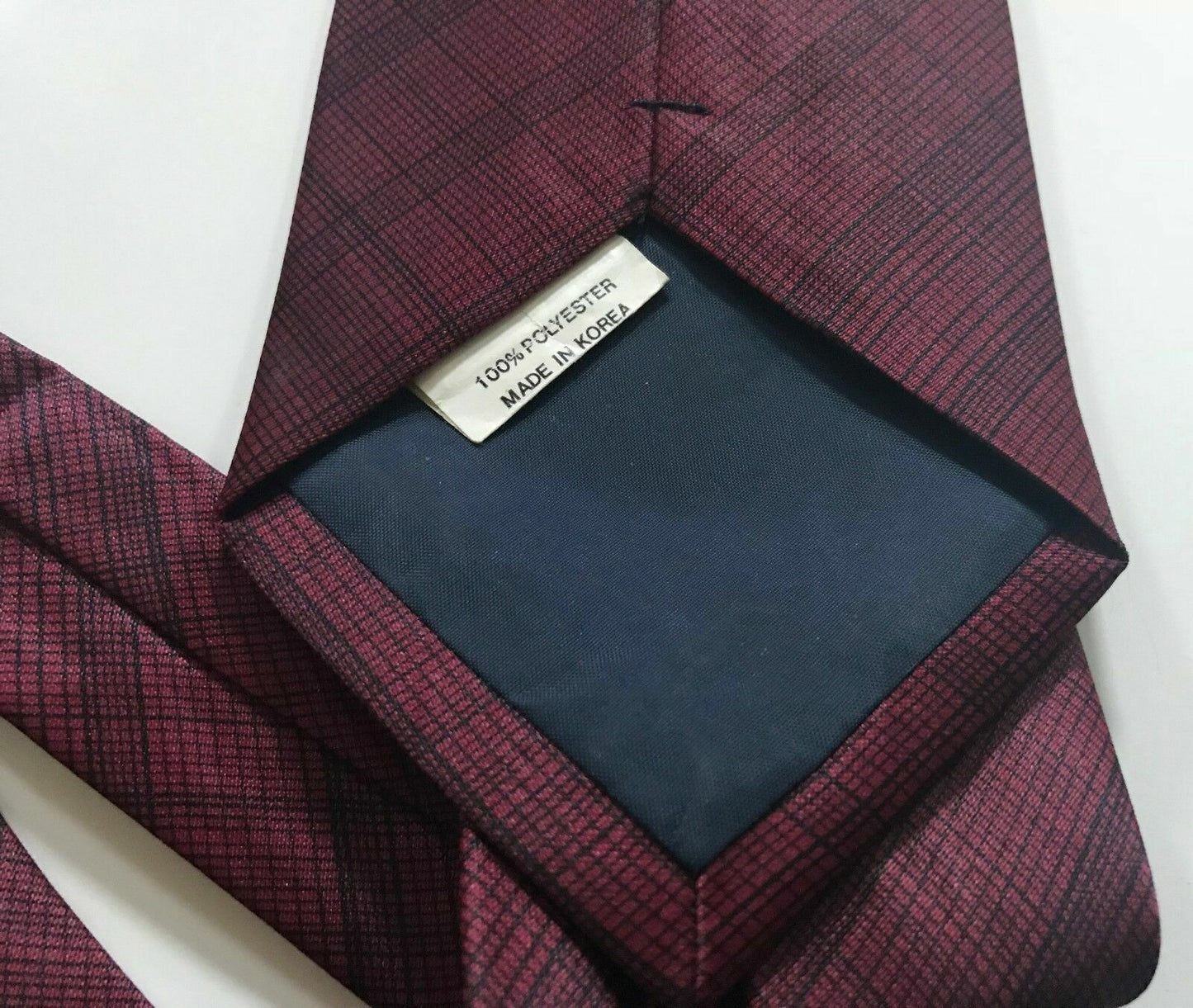 RENE CHAGALL Mens Retro Burgundy & Black Print Handmade Tie - Standard Width