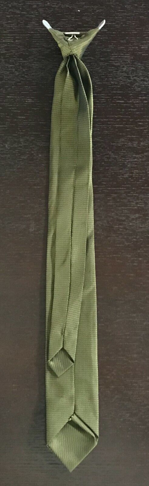 Iridescent Green Mens Vintage Pre-Tied Clip On Thin Tie