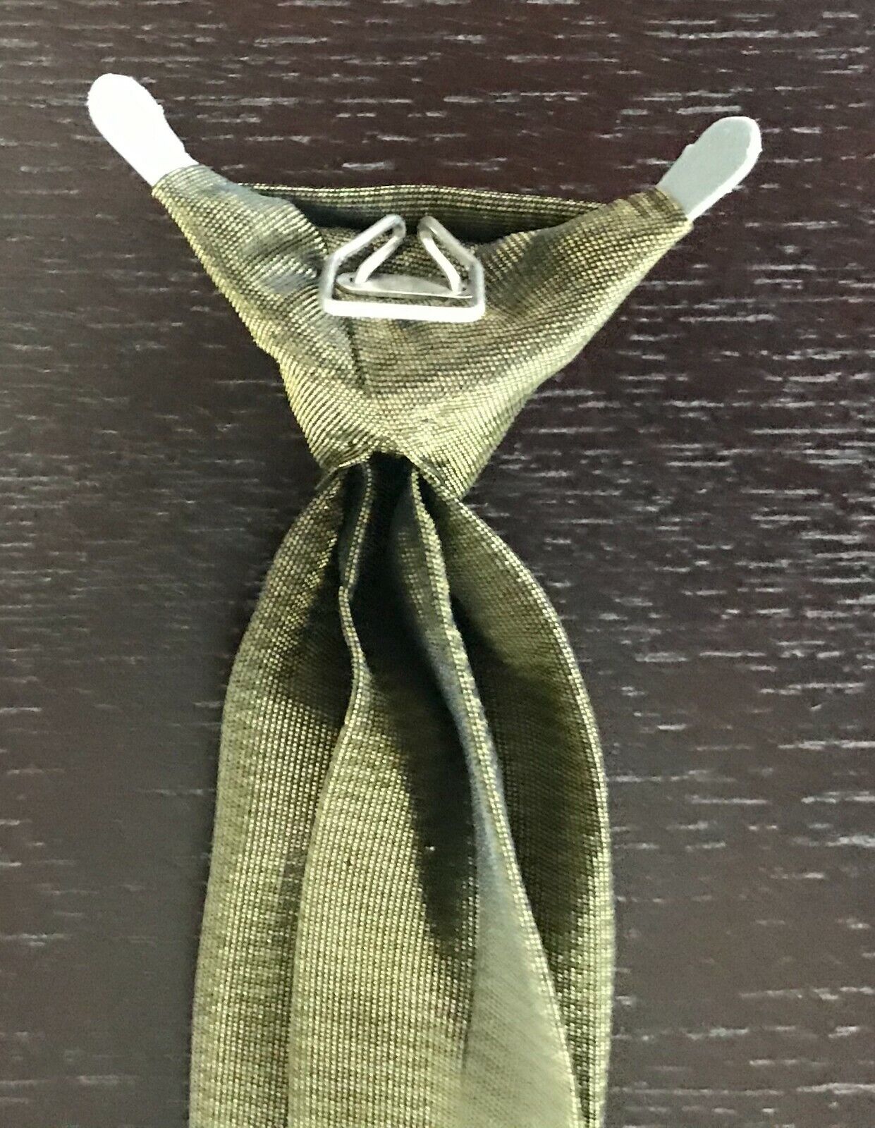 Iridescent Green Mens Vintage Pre-Tied Clip On Thin Tie