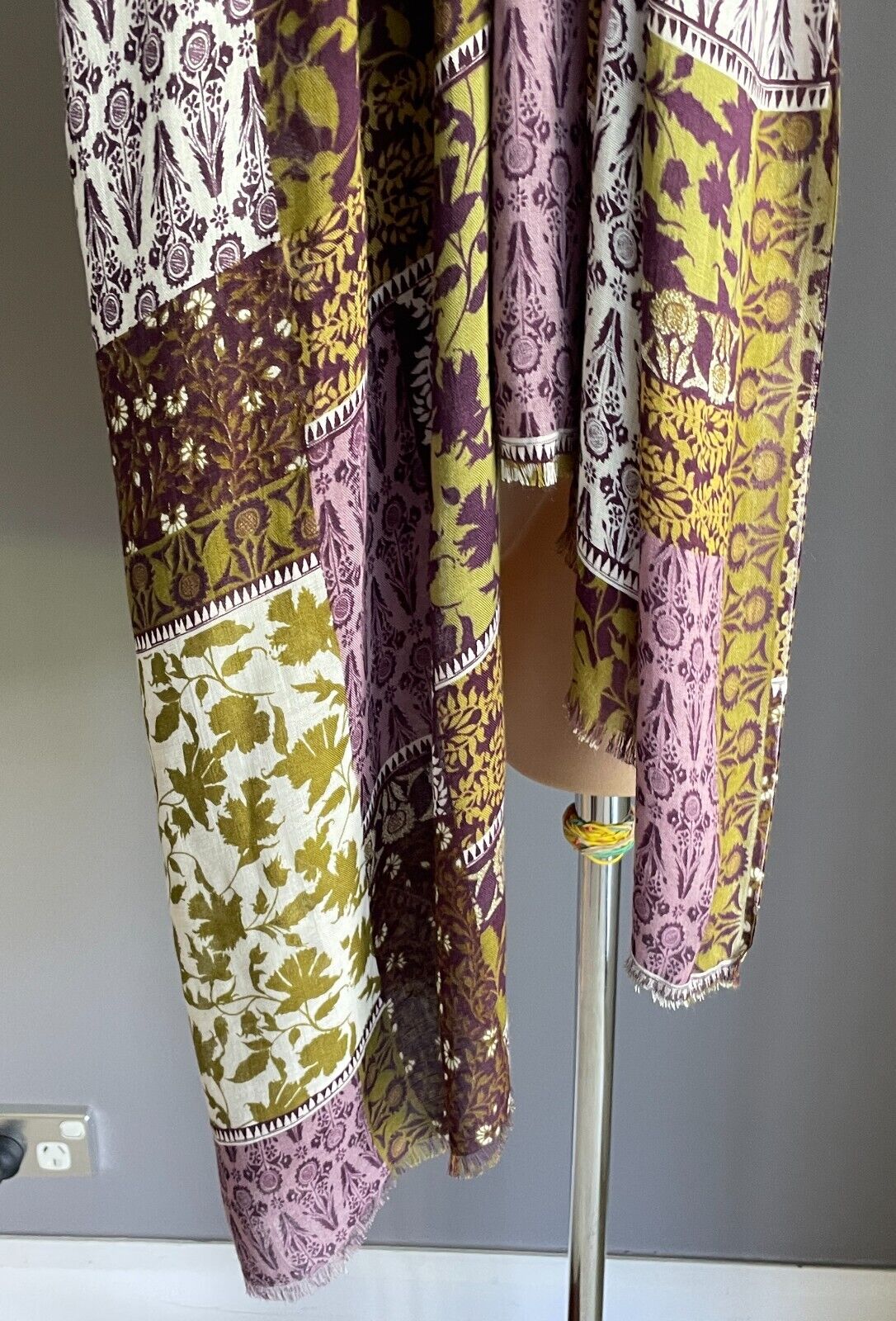 Neck Scarf Purple Mauve Khaki White Patchwork  Lightweight Rectangle 72 x204cm